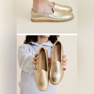 CHARIX Metallic Gold Slip-On Loafers for Women